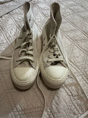High-Top Canvas Sneakers in beige